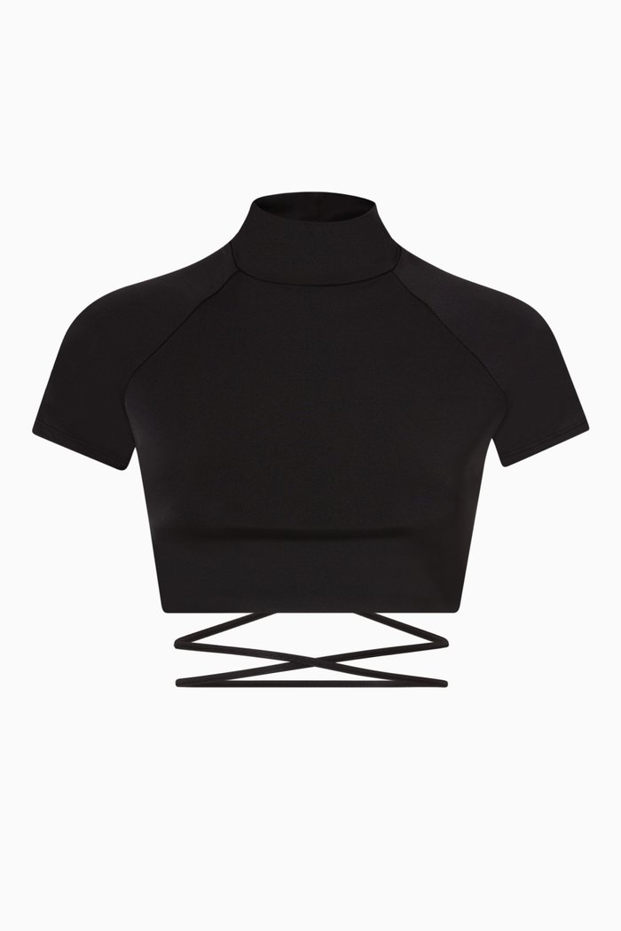 

String Crop Swim Top in ECONYL®, Black