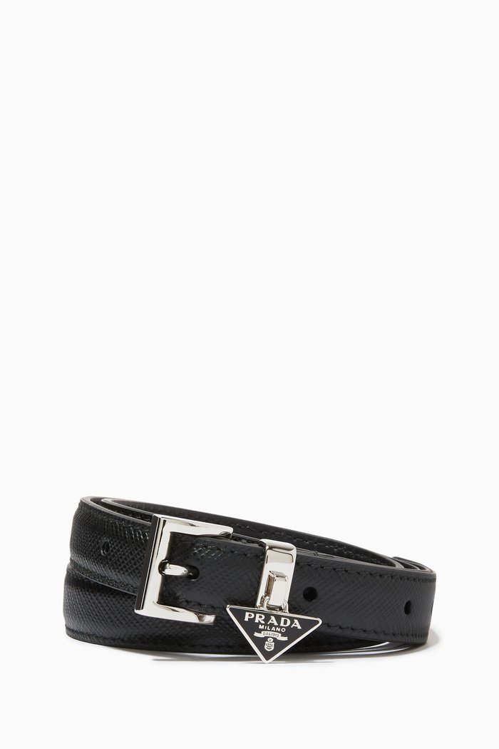 

Triangle Logo Belt in Leather, Black