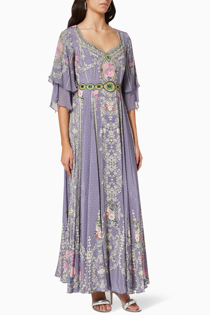 

Crystal-embellished Maxi Dress in Chiffon, Purple