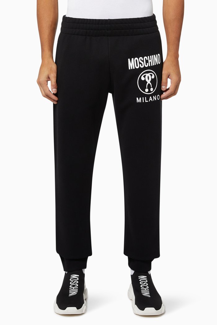 

Joggers with Double Question Mark in Cotton Fleece, Black