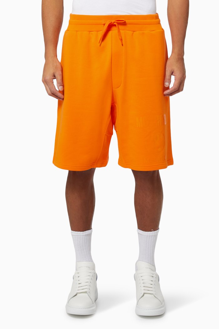 

Double Question Mark Logo Shorts in Cotton, Orange