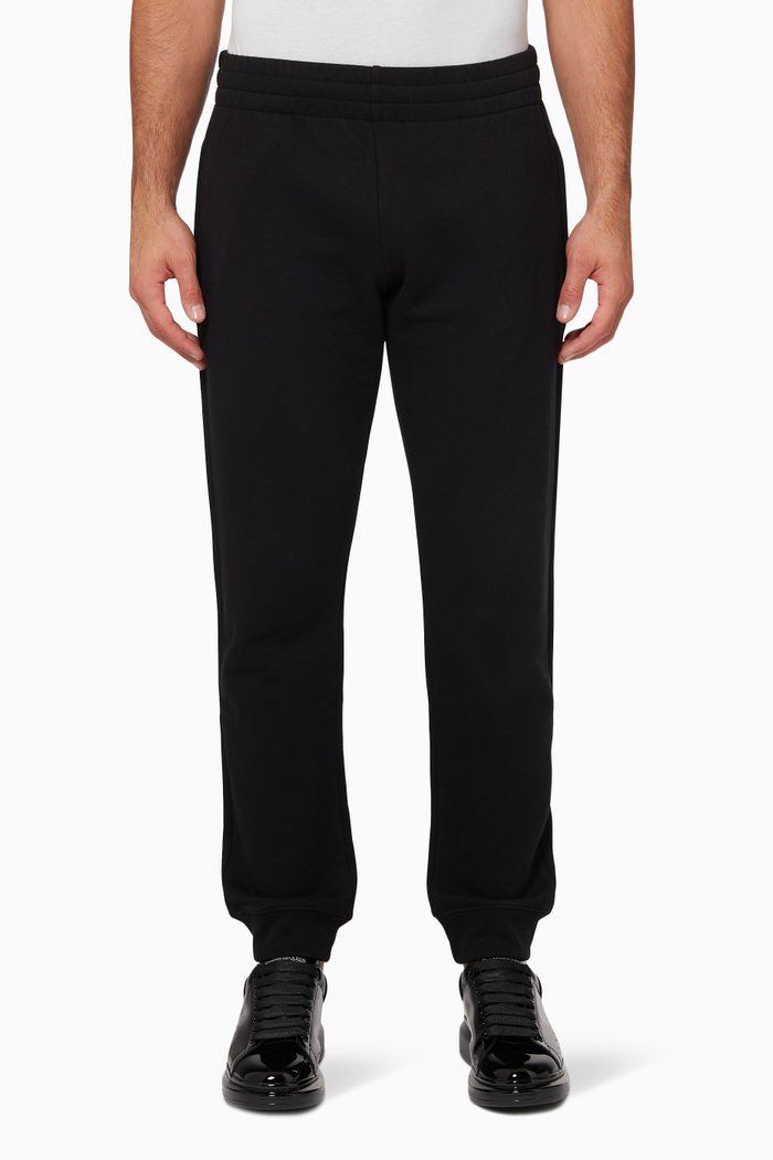 

Label Patch Jogging Trousers in Cotton, Black