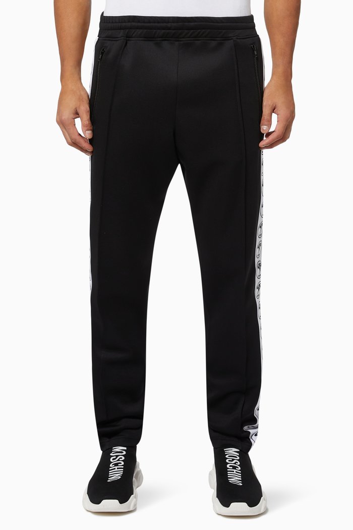 

Double Question Mark Logo Track Pants in Fleece, Black