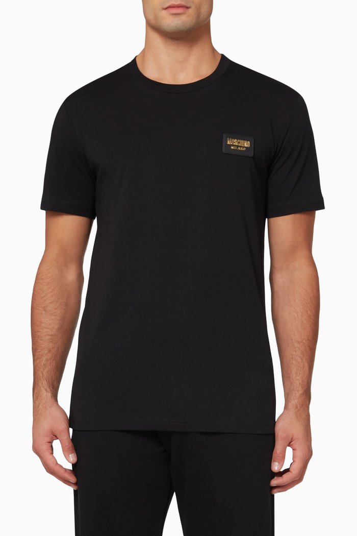 

Label Patch T-shirt in Cotton, Black
