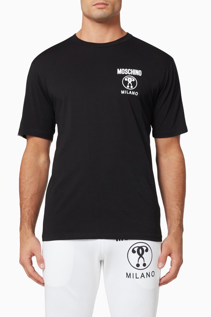 

Double Question Mark Sideband T-shirt in Cotton, Black
