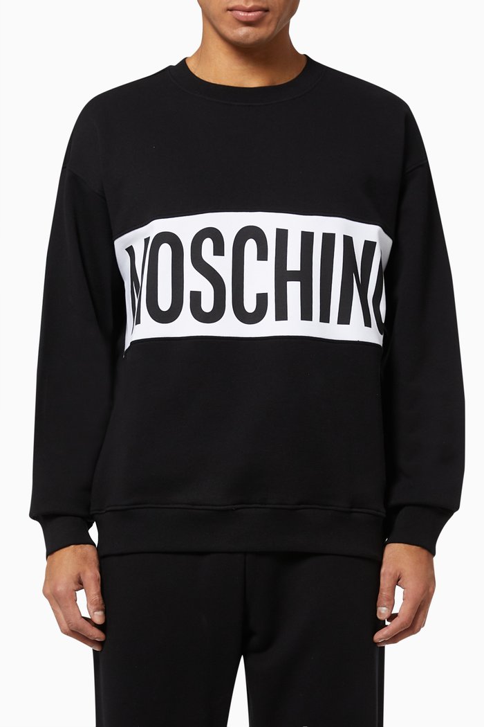 

Contrast Logo Band Sweatshirt in Cotton, Black