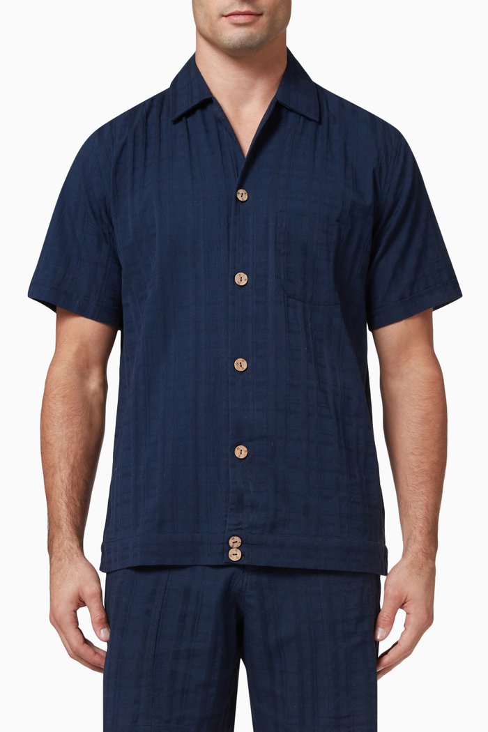 

Paraiso Shirt in Woven Cotton, Blue