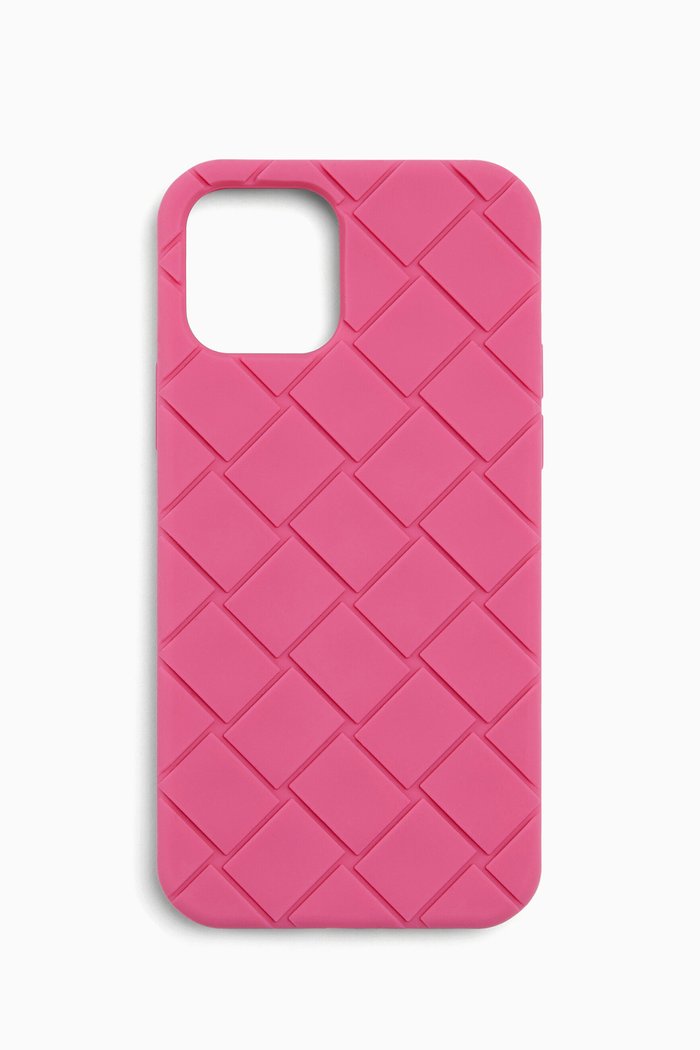 

iPhone 12 Pro Case in Intrecciato Rubber Silicon, Pink
