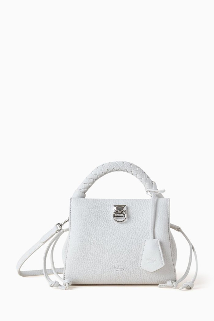 

Mini Iris Tote Bag in Heavy Grain Leather, White