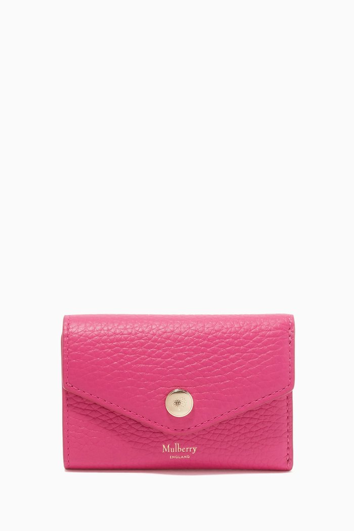 

Folded Multi-card Wallet in Heavy Grain Leather, Pink