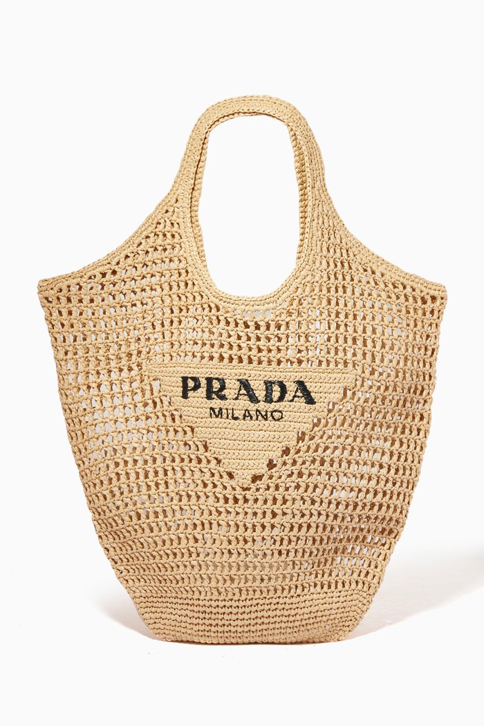

Shopping Tote Bag in Raffia, Neutral