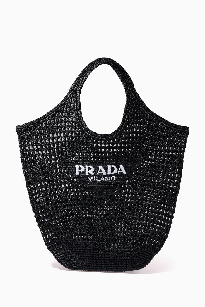 

Shopping Tote Bag in Raffia, Black