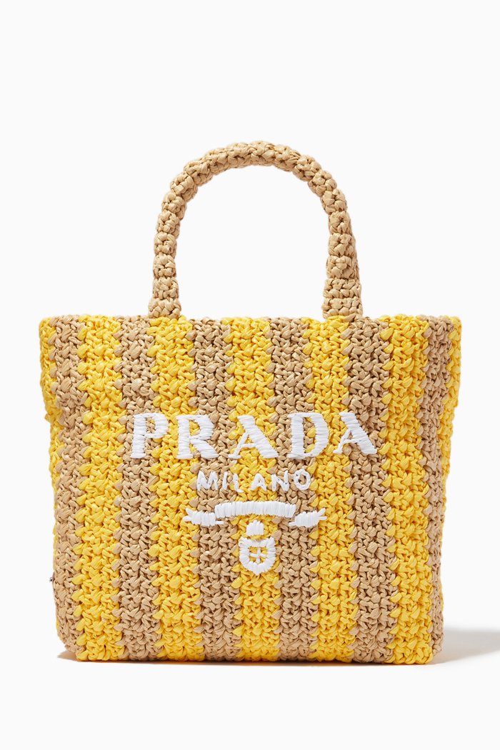 

Logo Tote Bag in Raffia, Neutral