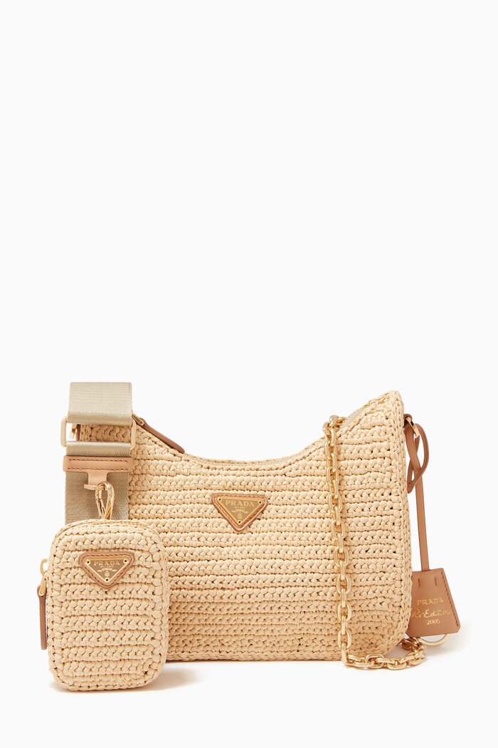 

Re-edition 2005 Shoulder Bag in Woven Raffia, Neutral