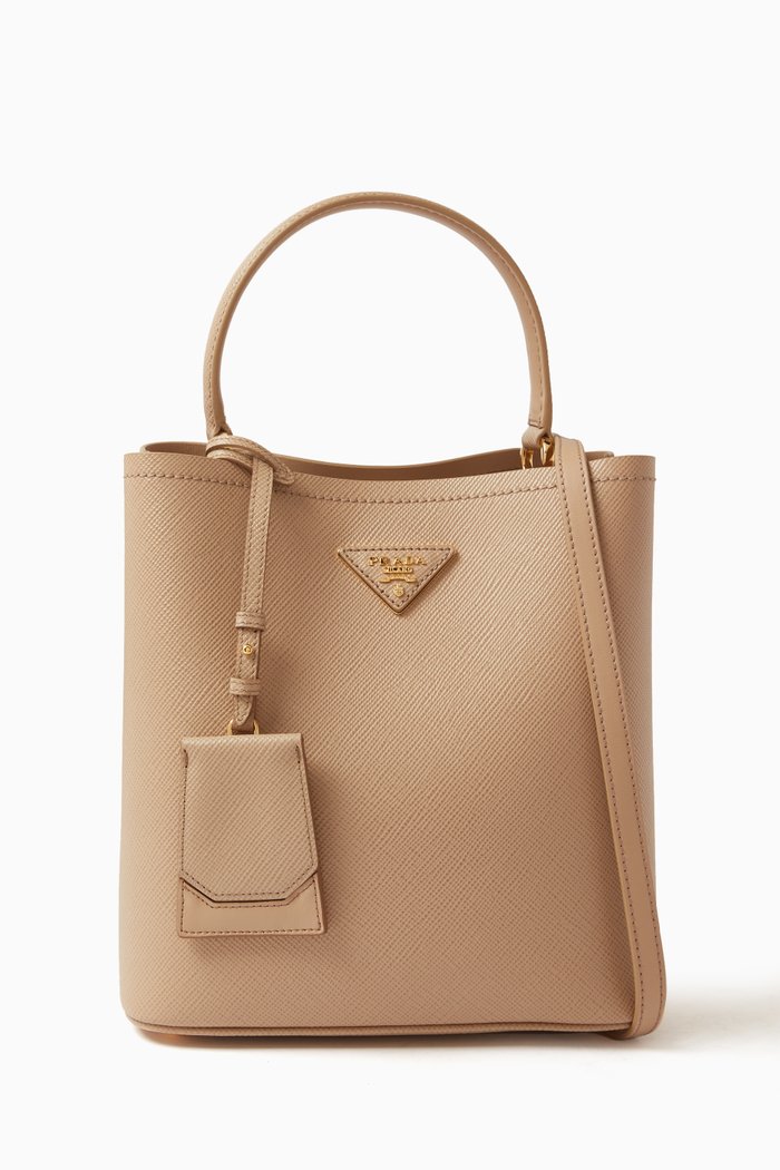 

Panier Mini Tote Bag in Saffiano Leather, Neutral