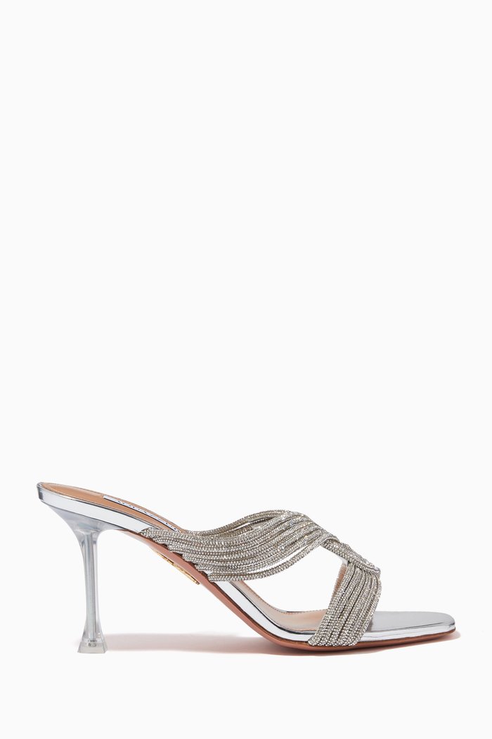 

Gatsby 75 Mules in Crystal, Silver