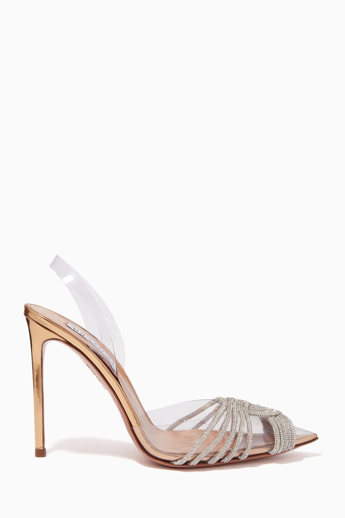 

Gatsby 105 Crystal-embellished Slingback Pumps in PVC and Leather, Gold