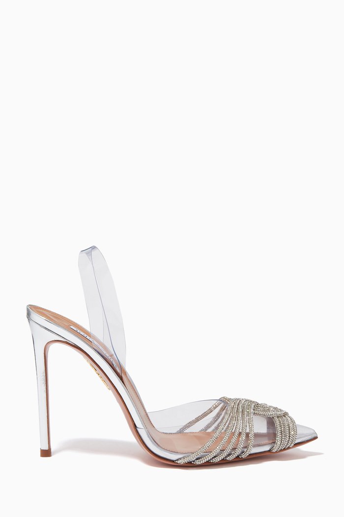 

Gatsby 105 Crystal-embellished Slingback Pumps in PVC & Leather, Silver