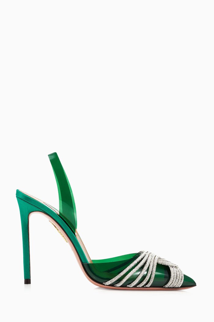 

Gatsby Sling 105 Pumps in PVC & Satin, Green