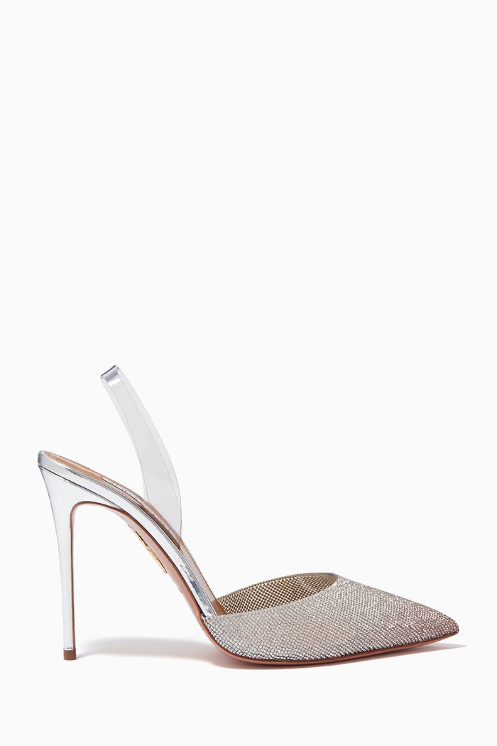 

So Nude Sling 105 Pumps in Crystal & PVC, Silver