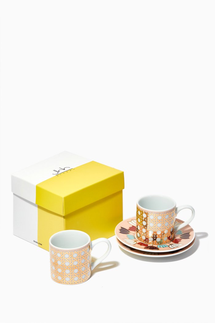 

Khaizaran Espresso Cups & Saucers, Set of 2, Gold