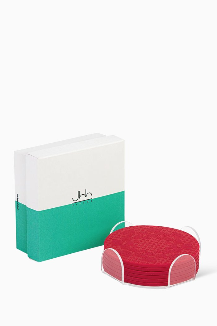 

Khaizaran Coasters, Set of 6, Red