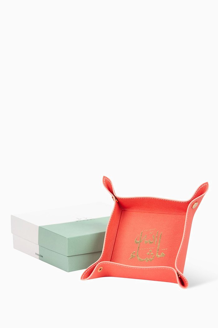

Mashallah Leather Catchall Tray, Pink