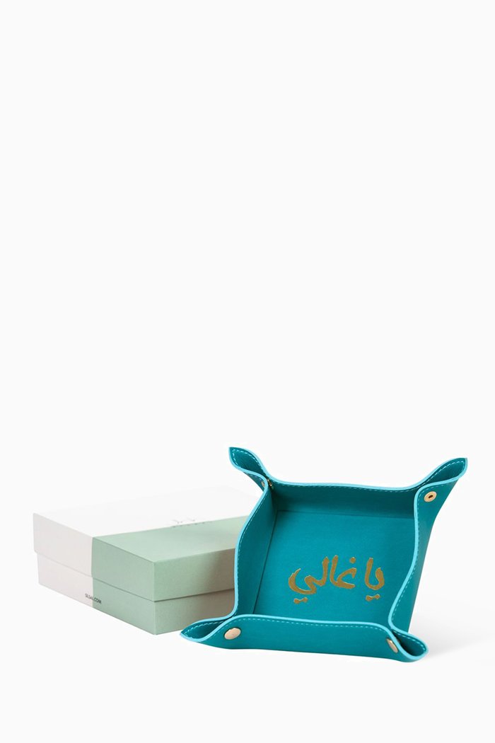 

Ya Ghali Leather Catchall Tray, Blue