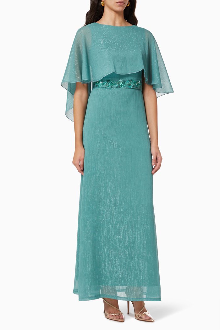 

Cape Dress in Crepe, Green
