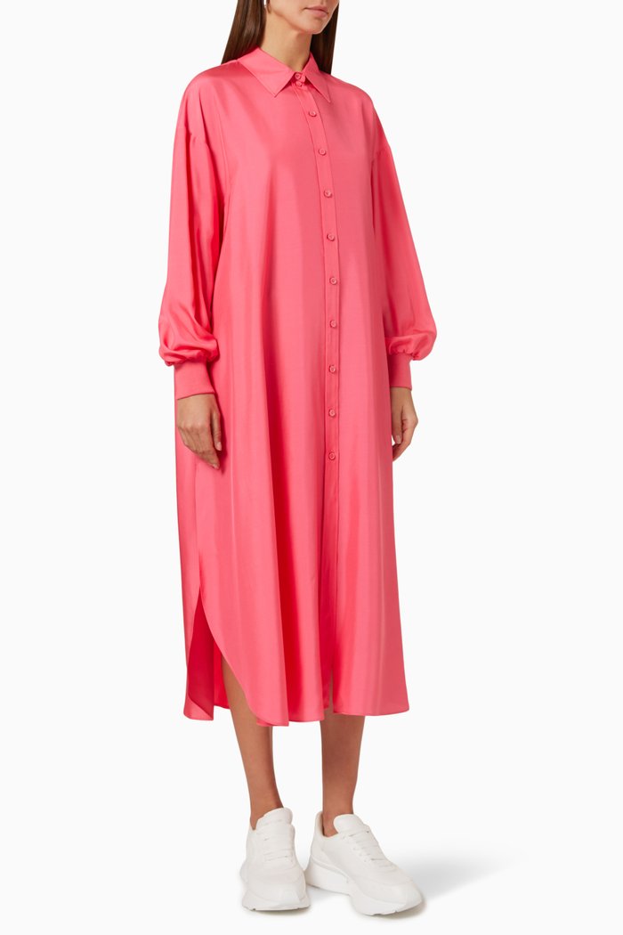 

Cocoon Sleeve Shirt Dress in Silk, Purple