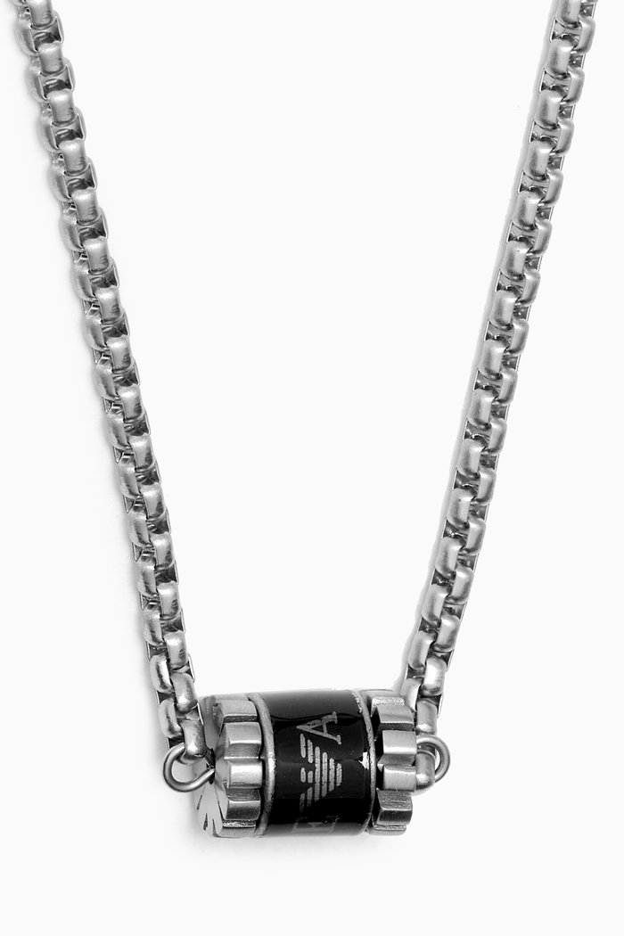 

EA Eagle Logo Necklace in Stainless Steel, Silver