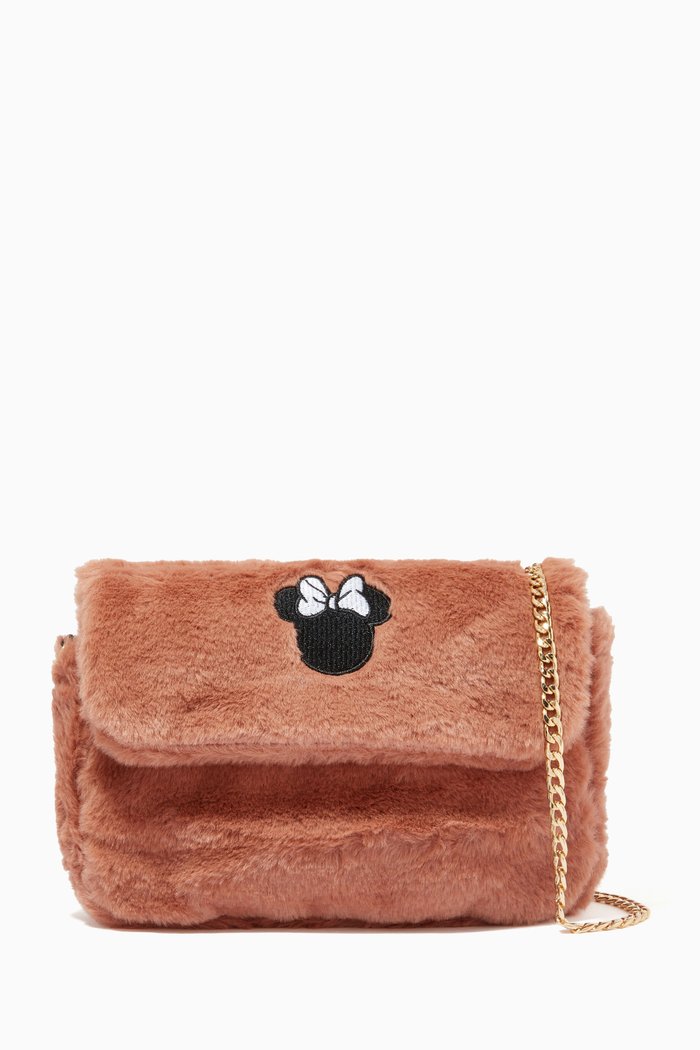 

Minnie Mouse Crossbody Bag in Faux Fur, Brown