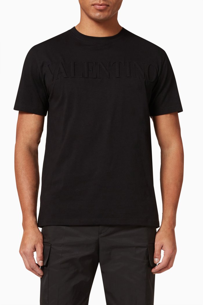 

Embossed Logo T-shirt in Cotton Jersey, Black