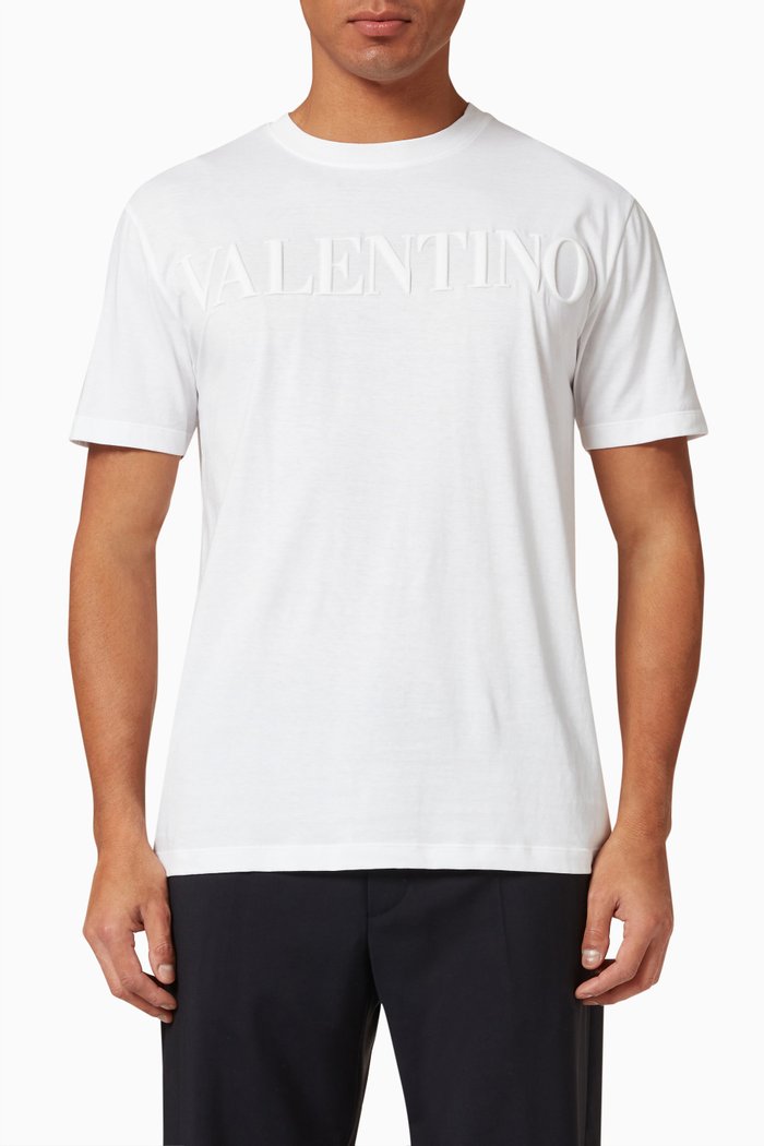 

Embossed Logo T-shirt in Cotton Jersey, White