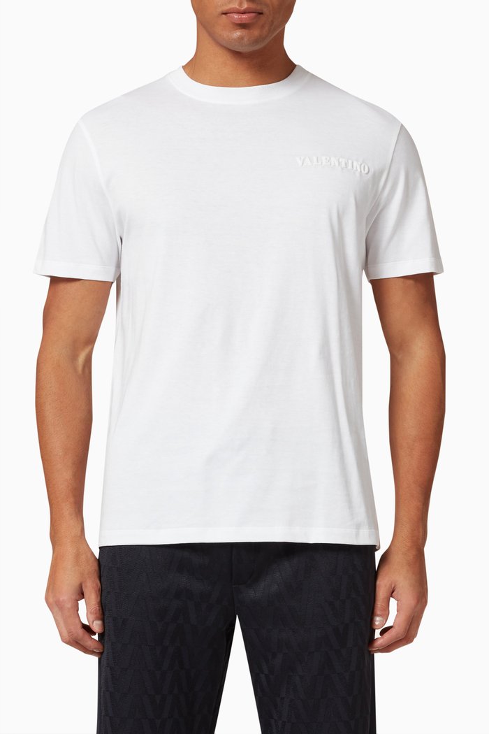 Embossed Logo T-shirt in Cotton Jersey, White