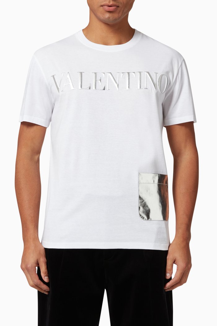 

Embossed Logo & Pocket T-shirt in Jersey, White