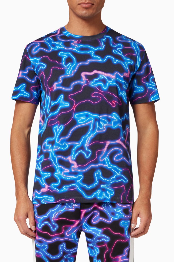 

Neon Camo Print T-shirt in Cotton Jersey, Multicolour