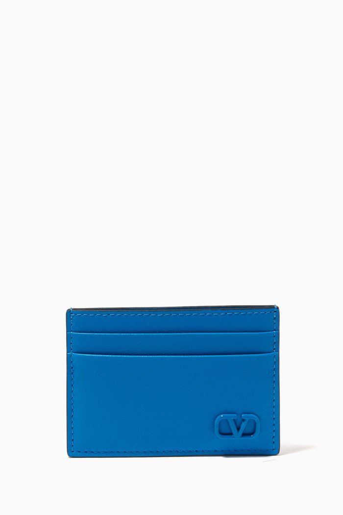 

Valentino Garavani VLOGO Card Holder in Calfskin, Blue