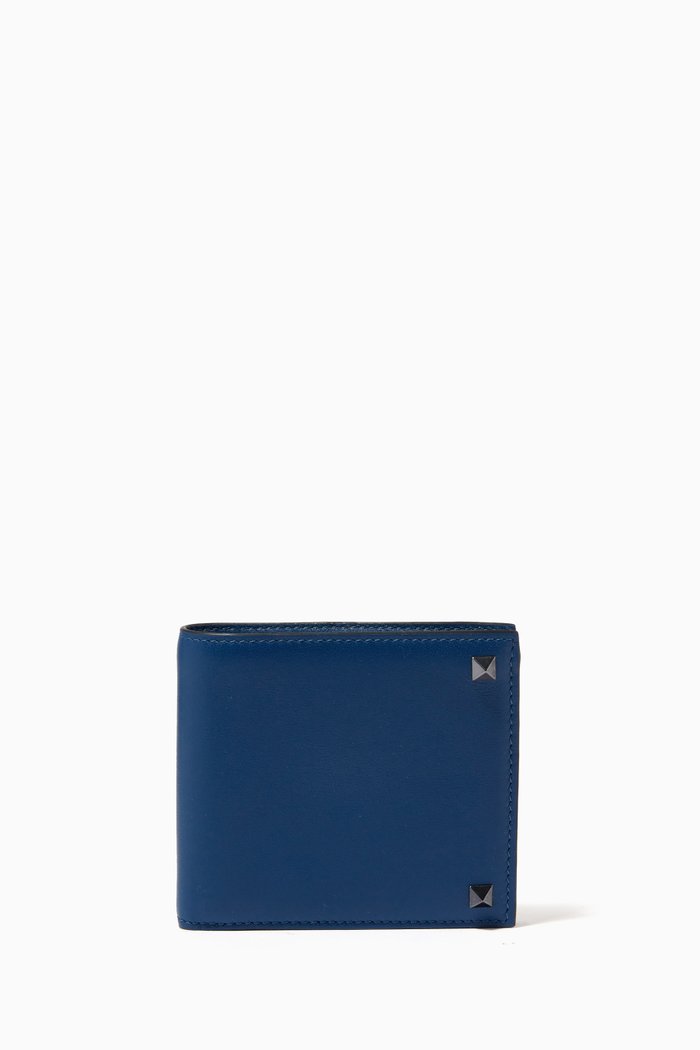 

Valentino Garavani Rockstud Billfold Wallet in Calfskin, Blue