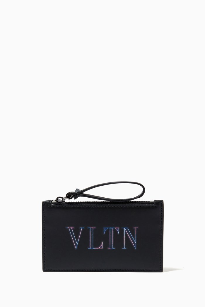 

Valentino Garavani VLTN Card Holder in Calfskin, Black