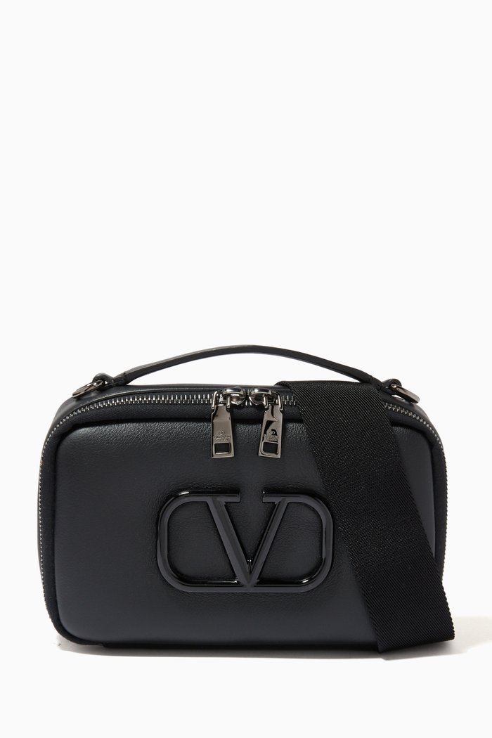 

Valentino Garavani VLOGO Crossbody Bag in Leather, Black