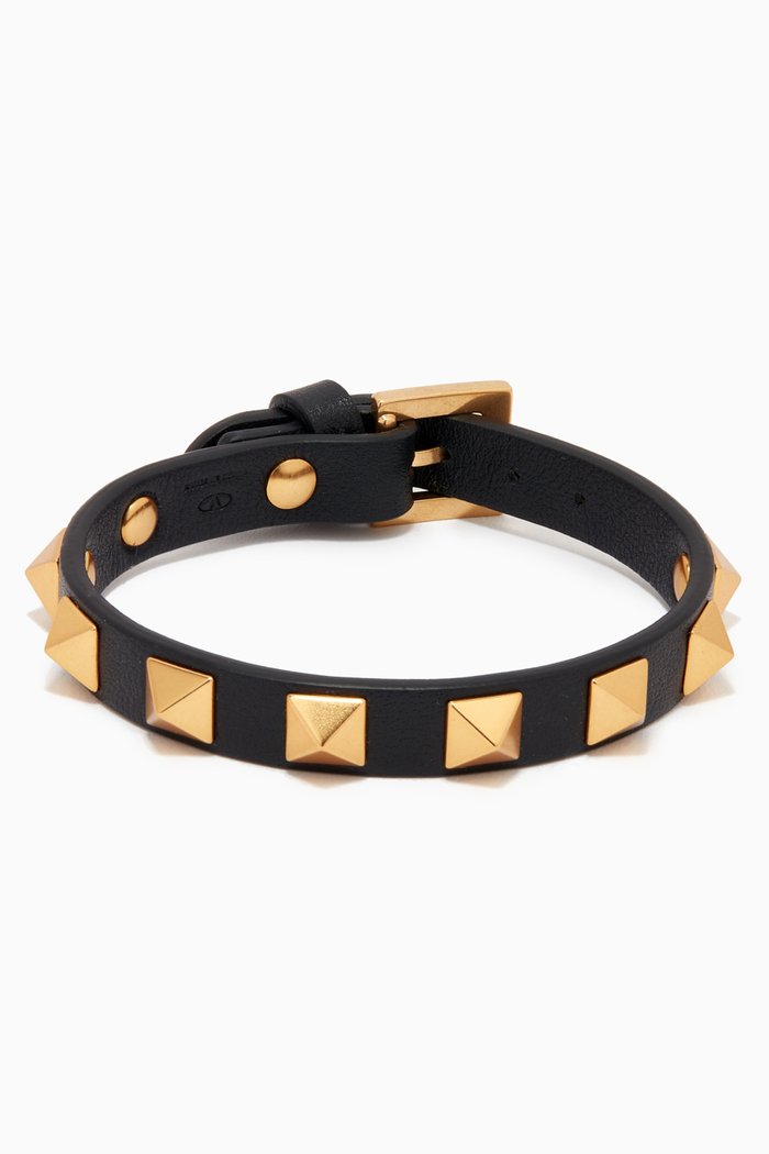 

Valentino Garavani Rockstud Bracelet in Calfskin, Black