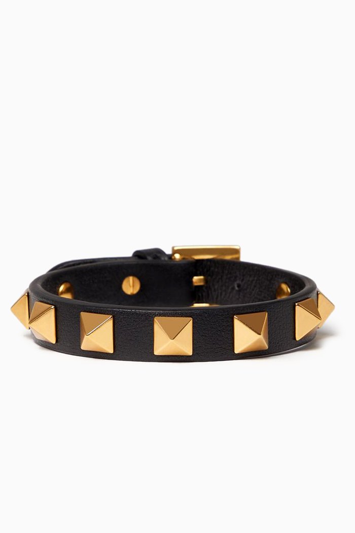 

Valentino Garavani Rockstud Bracelet in Calfskin, Brown