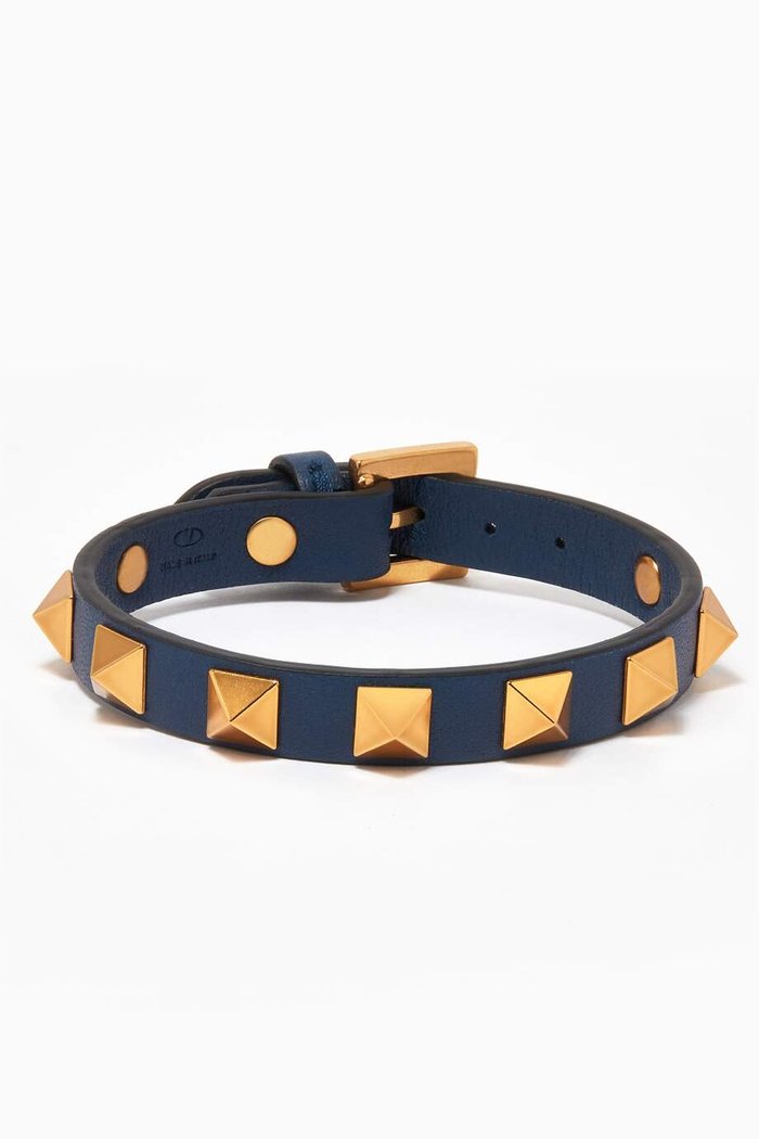 

Valentino Garavani Rockstud Bracelet in Calfskin, Blue