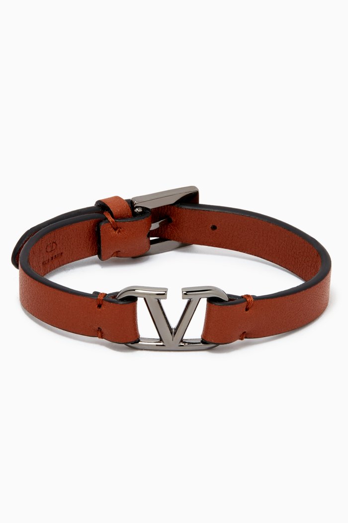 

Valentino Garavani VLOGO Bracelet in Leather, Brown