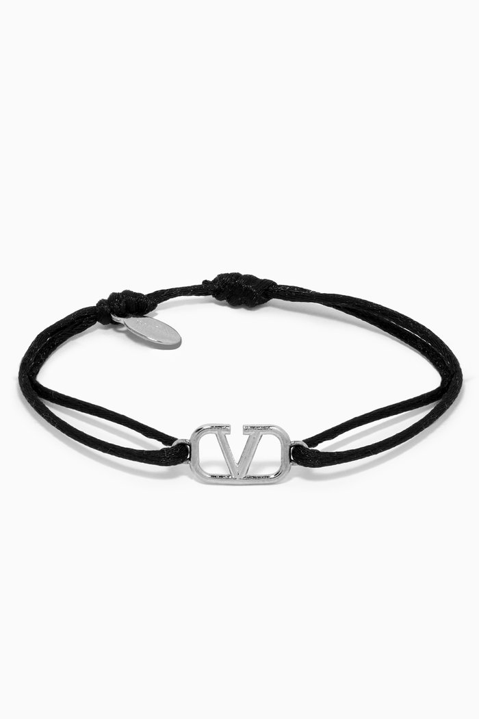 Valentino Garavani VLOGO Bracelet in Cotton, Black
