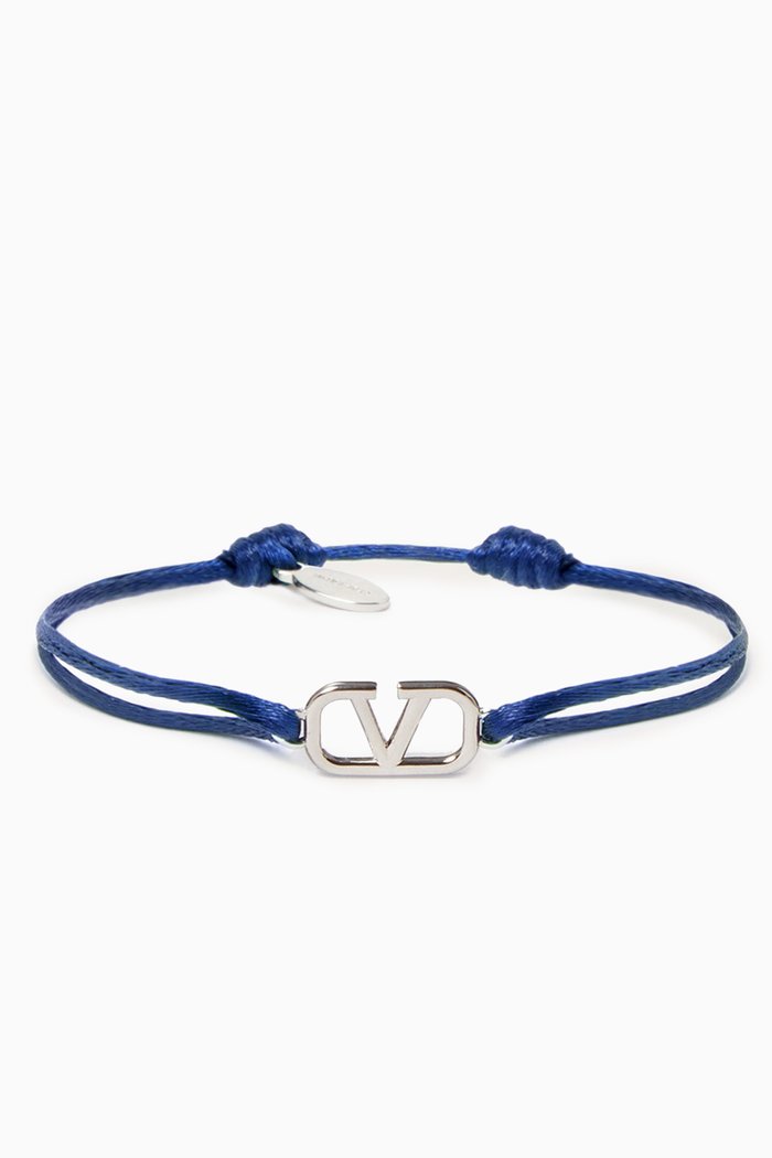 

Valentino Garavani VLOGO Bracelet in Cotton, Blue