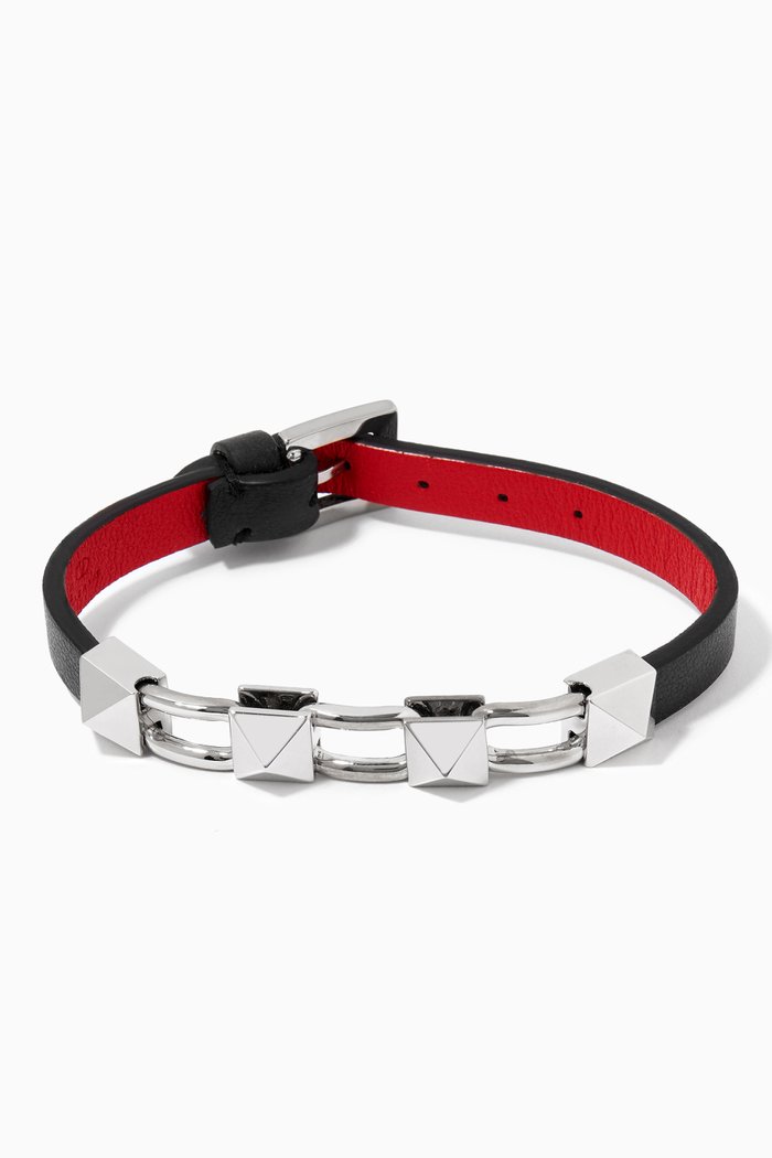 

Valentino Garavani Rockstud Bracelet in Calfskin, Black
