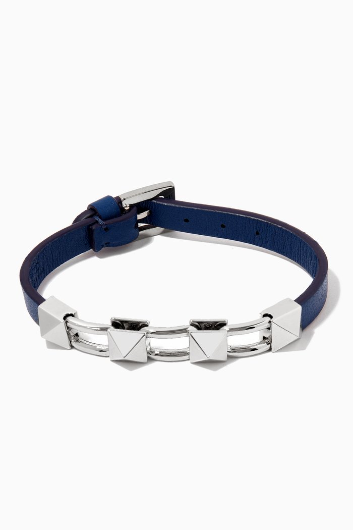 

Valentino Garavani Rockstud Bracelet in Calfskin, Blue
