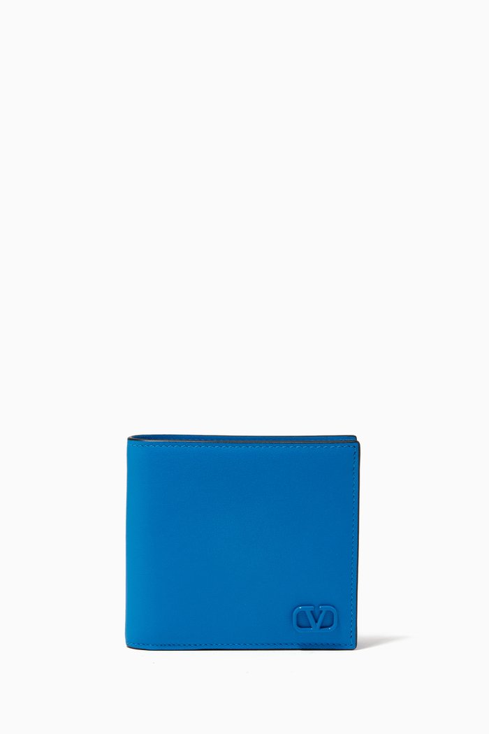 

Valentino Garavani VLOGO Billfold Wallet in Calfskin, Blue